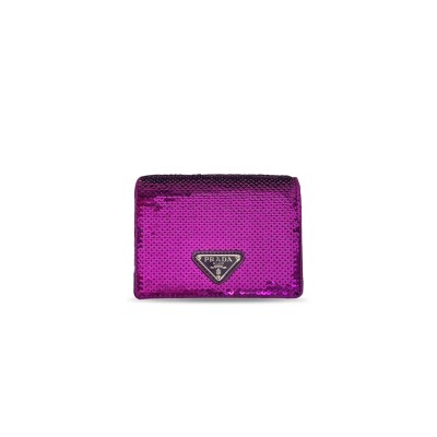 PRADA SEQUIN EMBELLISHED SATIN CARD HOLDER 1MR024 (11.5*8cm) 